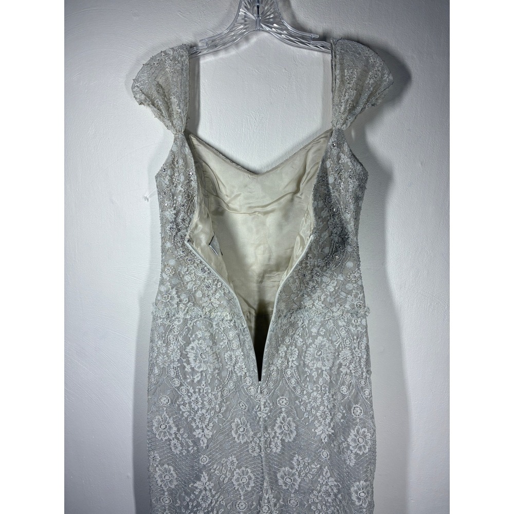 Badgley Mischka Beaded Lace Cap‎ Sleeve Wedding Gown Evening Dress 8 Bridal - Picture 16 of 16